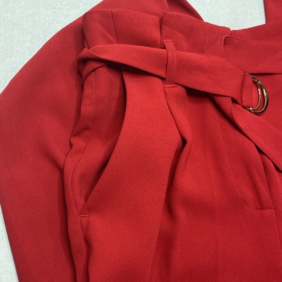 H&M red flowy belted dress pants size 2 - Picture 5 of 8